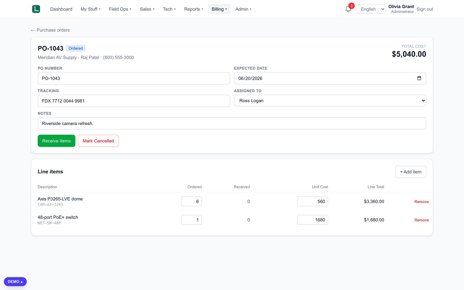 Purchase order detail