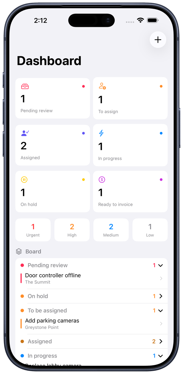 Pylon dashboard on iPhone — the day at a glance