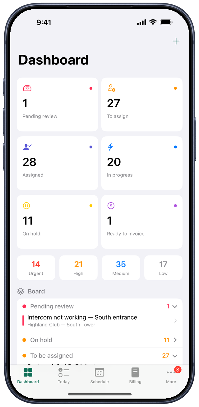 Pylon dashboard on iPhone — the day at a glance
